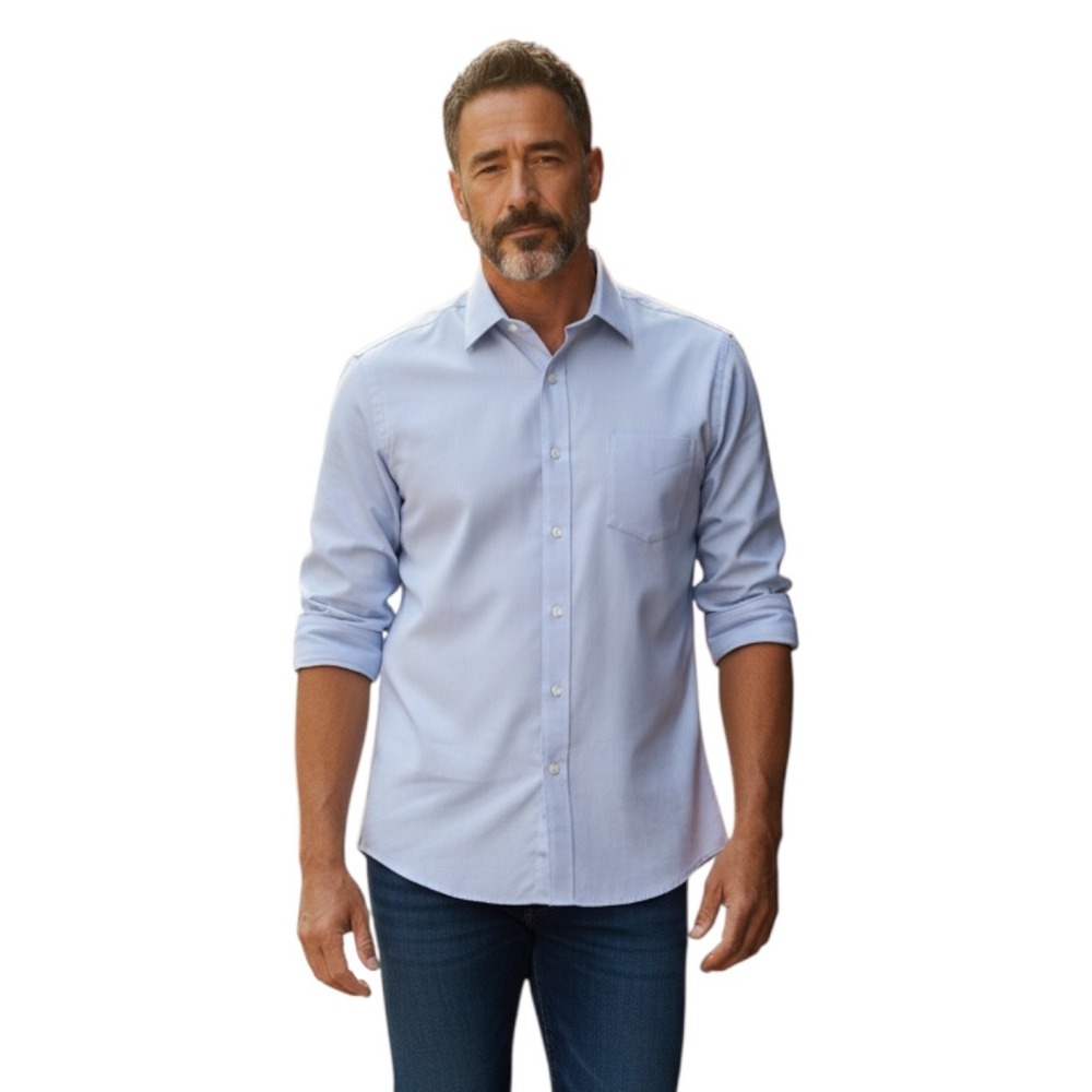 Stafford Performance The Super‎ Shirt Mens 18 36-37 Classic Fit Blue Dress Shirt